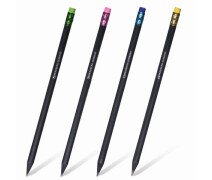 Карандаш чернографитный НВ BRAUBERG "Black Wood" черное дерево, с резинкой