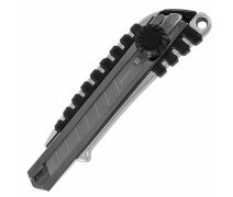 Нож канцелярский 18 мм BRAUBERG "Metallic", роликовый фиксатор, резиновые вставки, металл