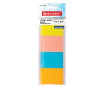 Блок для записи 38*51 мм, 100л, BRAUBERG, НЕОНОВЫЙ (4 цв*50 л)