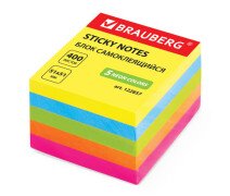 Блок для записи 51*51 мм 400 л BRAUBERG неон 5 цветов