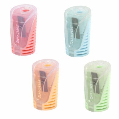 Точилка с контейнером BRAUBERG "CELL PASTEL", пастельные цвета ассорти