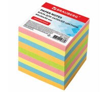 Блок для записей 9*9*9 см BRAUBERG проклеенный, куб, цветной, проклеенный