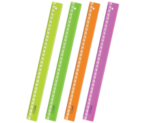 Линейка 30 см СТАММ пластиковая, прозрачная, цветная неоновая