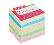Блок для записей 9*9*9 см ATTACHE эконом, на склейке, цветной с белым 65-80г