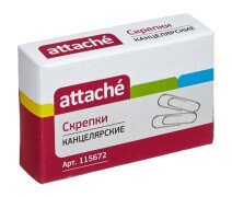 Скрепки 28 мм Attache оцинкованные, в картонной уп. 100 шт