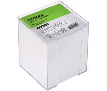 Блок для записи 9*9*9 см СТАММ "Имидж" белый в прозрачном пластиковом боксе