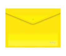 Папка-конверт на кнопке 180 мкм А4 Berlingo, непрозрачная, желтая