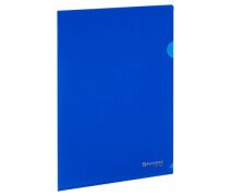 Уголок пластиковый А4 150 мкм BRAUBERG EXTRA, жесткая синяя