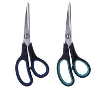 Ножницы 21,6 см BRAUBERG "Soft Grip", черно-синие, резиновые вставки, 3-х сторонняя заточка