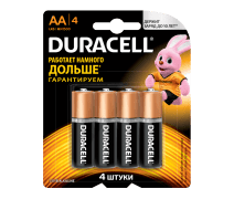 Батарейки AA Duracell LR6 Basic, алкалиновая блистер 4 шт