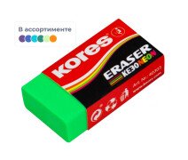 Ластик Kores цветной, 40x21x10mm в дисплей-боксе