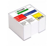 Блок для записи 8*8*5 см СТАММ белый в прозрачном пластиковом боксе