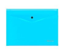 Папка-конверт на кнопке 200 мкм А4 Berlingo "Neon", прозрачная голубой неон