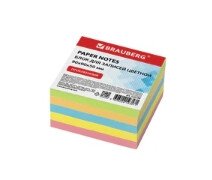 Блок для записей проклеенный, 9х9х5 см, плотность 80 г/м2, цветной, BRAUBERG