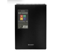 Блокнот А5, 80 л., спираль пластиковая, обложка пластик, клетка, BRAUBERG "Metropolis", ЧЕРНЫЙ