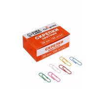 Скрепки 28 мм Calligrata цветные в картонной коробке 100 штук