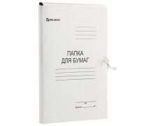 Папка на тесемках А4 300 г. мелованный картон, BRAUBERG  белый, до 200л.