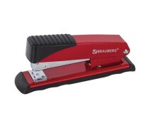 Степлер №24/6, 26/6 металлический BRAUBERG "Office", до 30 листов, красный