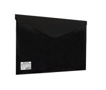 Папка-конверт на кнопке 200 мкм А4 BRAUBERG непрозрачная черная  сверхпрочная