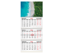 Календарь квартальный на 2026 г., 3 блока, 3 гребня, бегунок, офсет, BRAUBERG, "Побережье"