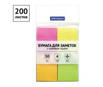 Блок для записи 38*51мм, 200л.,OfficeSpace 4 неоновых цвета