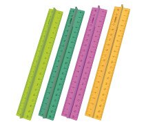 Линейка 20 см СТАММ пластиковая, прозрачная, неон, с держателем