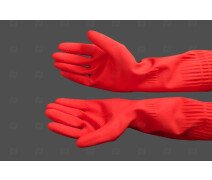 Перчатки латексные с высокой манжетой с хлоп. напыл. S