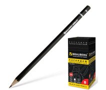 Карандаш чернографитный B Brauberg Touch line, дерево, черный, без резинки