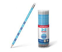 Карандаш ч/г "ErichKrause 2х2" HB с ластиком, круглый в тубе 1/42 арт. ЕК-45619