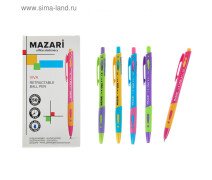 Ручка шариковая 1,0 мм автоматическая Mazari Viva, резиновый упор, синяя, корпус МИКС