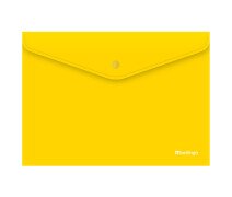 Папка-конверт на кнопке 200мкм А4 Berlingo "City Style", непрозрачная, желтая