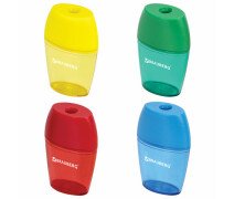 Точилка BRAUBERG "Diamond", с контейнером, овальная, в дисплее, ассорти