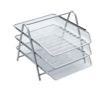 Лоток горизонтальный для бумаг 3 секции Berlingo "Steel&Style", металл, серебристый