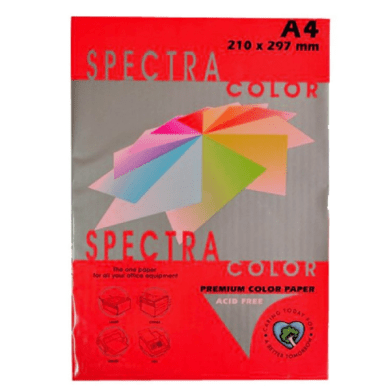 Бумага цветная А4, 80г, 250, Red, красный, Sinar Spectra, пачка 500л