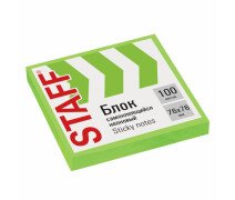 Блок для записи 76*76 мм, 100л,STAFF, неон зеленый