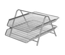Лоток горизонтальный для бумаг Attache, 2секции 200x355x275мм, метал.серебро