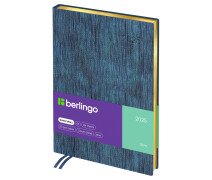 Ежедневник датированный 2025г. А5, 184л., кожзам, Berlingo "Glow", зол. срез, синий
