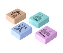 Ластик Berlingo "Capitals", прямоугольный, термопластичная резина, цвета ассорти, 23*19*9мм