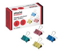 Зажим для бумаг 32 мм ATTACHE Econom, цветные, в карт.коробке