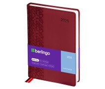 Ежедневник датированный 2025г. А5, 184л., кожзам, Berlingo "Vivella Prestige", бордовый