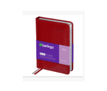 Ежедневник датированный 2026г., А6, 184л., кожзам, Berlingo "Silver Pristine", сер. срез, красный