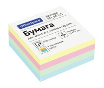 Блок для записи 76*76 мм 400л.  OfficeSpace, 4 пастельных цвета