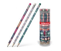 Карандаш ч/г "ErichKrause Tartan" HB с ластиком,трехгр. в туб. 1/42