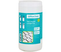 Салфетки чистящие влажные OfficeClean, для пластика, в тубе, 100шт.