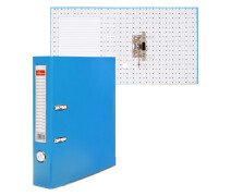 Папка-регистратор 50 мм ПВХ, тиснение «лен», металлическая окантовка, карман на корешок,голубая