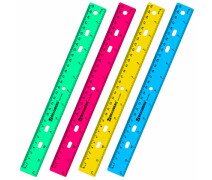 Линейка 30 см BRAUBERG "Crystal  пластиковая, цвет ассорти