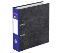 Папка-регистратор 80 мм Berlingo "Hyper", мрамор, с карм. на корешке, нижний метал. кант, синяя