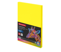 Бумага цветная А4 BRAUBERG, 75 г/м2, 100 л., НЕОН, желтая, для офисной техники