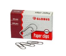 Скрепки 28 мм Глобус в картонной упаковке