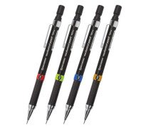 Карандаш механический 0,5 мм, BRAUBERG "Ring", ластик, корпус черный, детали ассорти